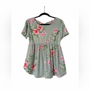 Duetime Maternity Floral Top – Size Large (NWT)